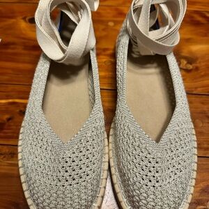Women's Rothy’s Silver Espadrille Flats